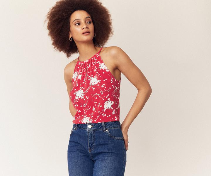 Oasis Floral Print Keyhole Vest