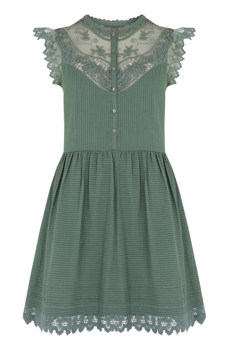 Oasis Delicate Lace Yoke Shirt Dress