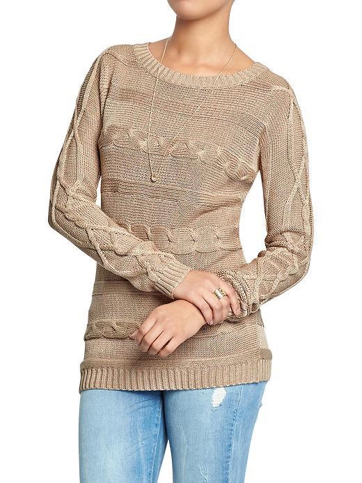 Old Navy Womens Women';s Horizontal Cable-knit Sweaters Taupe Size Xxl