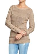 Old Navy Womens Women';s Horizontal Cable-knit Sweaters Taupe Size Xxl