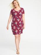 Old Navy Womens Plus-size Scoop-neck Bodycon Dress Burgundy Floral Size 4x