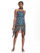 Old Navy Printed Chiffon Swim Cover Up For Women - Black Print