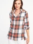 Old Navy Womens Classic Flannel Shirt For Women White Tartan Size Xs