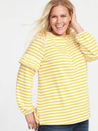 Old Navy Womens French-terry Plus-size Ruffle-sleeve Sweatshirt Lime Stripe Size 1x