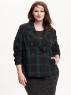 Old Navy Womens Plus Plaid Cropped Pea Coats Size 1x Plus - Black Plaid