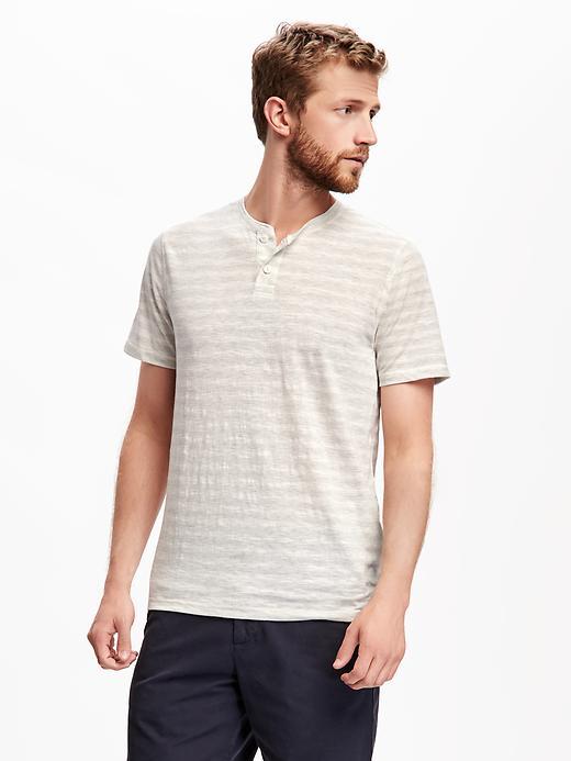 Old Navy Textured Stripe Henley For Men - Sea Salt