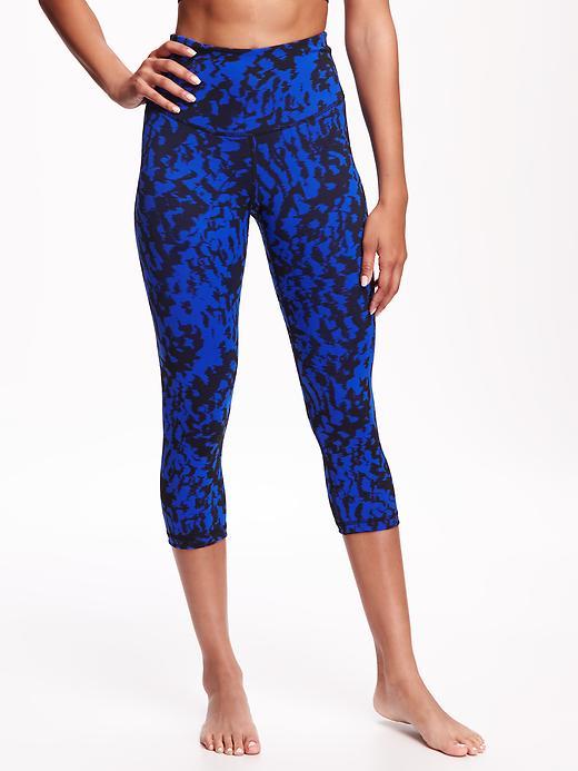 Old Navy Go Dry Cool High Rise Compression Crops For Women - Prize Winner Polyester