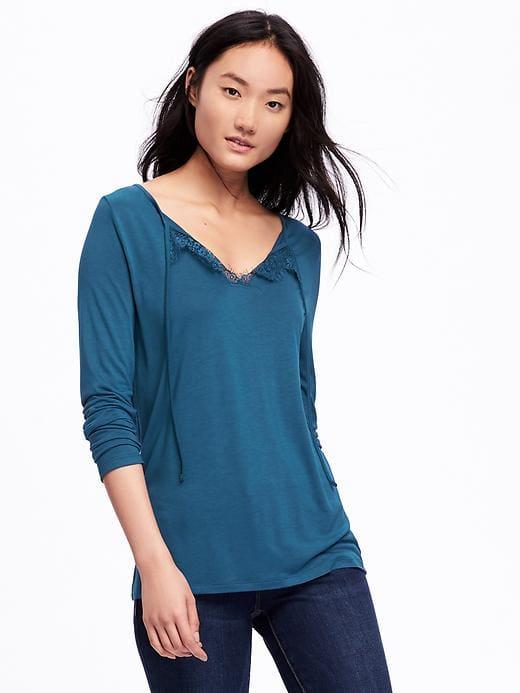 Old Navy Relaxed Lace Trim Top For Women - Show And Teal