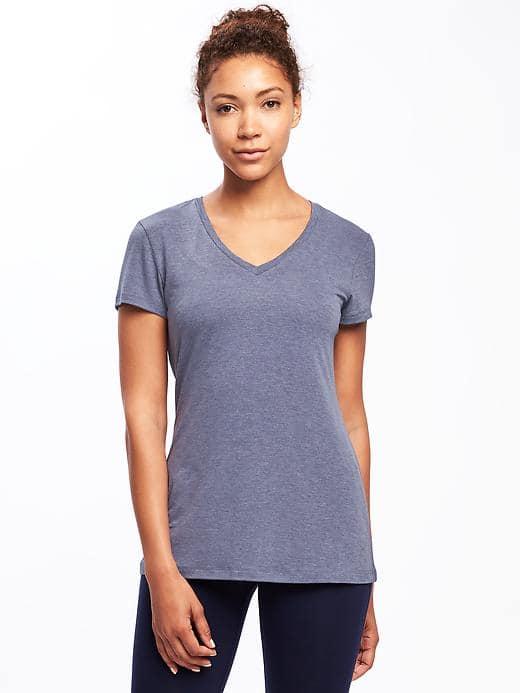 Old Navy Go Dry Ultra Light V Neck Tee For Women - Lost At Sea Navy
