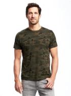 Old Navy Mens Soft-washed Printed Crew-neck Tee For Men Green Camo Size M