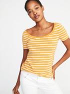 Old Navy Womens Slim-fit Scoop-neck Tee For Women Lime Stripe Size Xs
