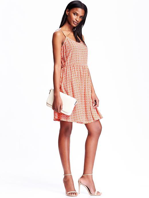Old Navy Womens Poplin Cami Dresses Size L Tall - Orange Combo