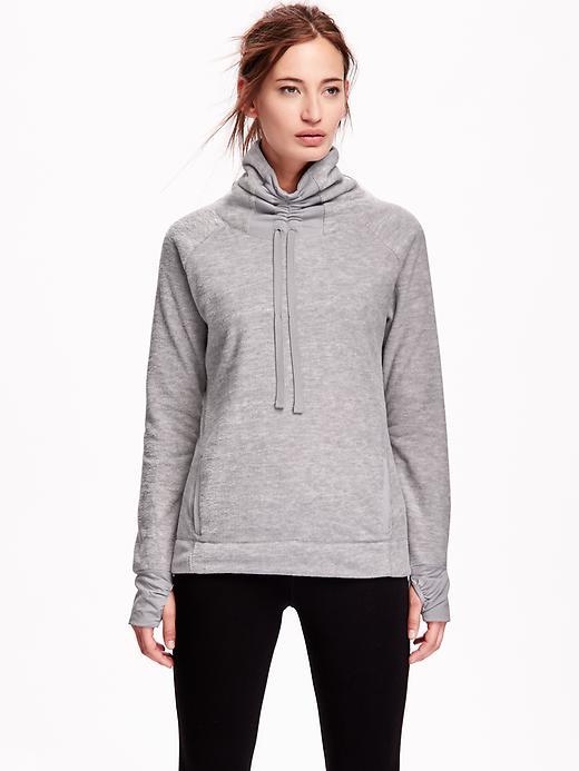 Old Navy Ruched Neck Fleece Pullover Size L Tall - Light Heather Gray