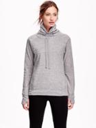 Old Navy Ruched Neck Fleece Pullover Size L Tall - Light Heather Gray