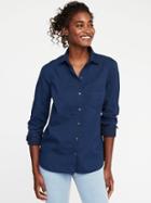 Old Navy Relaxed Classic Chambray Shirt For Women - Dark Wash