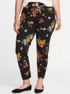 Old Navy Womens Mid-rise Secret-slim Plus-size Pixie Pants Black Floral Size 20