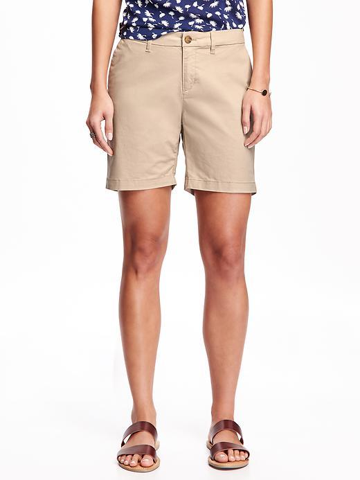 Old Navy Mid Rise Twill Shorts For Women 7 - Rolled Oats