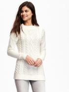 Old Navy Mock Neck Cable Knit Sweater For Women - Creamy White