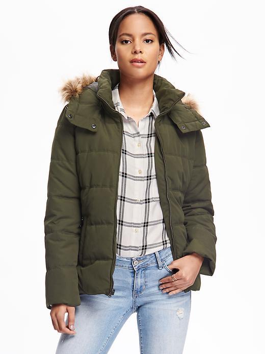 Old Navy Frost Free Fur Hood Jacket For Women - Pine Needles