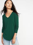 Old Navy Womens Luxe Slim-fit V-neck Tee For Women Botanical Green Size Xs