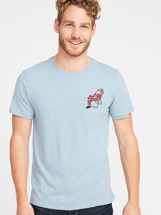 Old Navy Mens Holiday Humor Graphic Tee For Men Santa Chillin'; Size S
