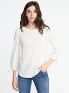 Old Navy Womens Relaxed Tie-cuff Thick-knit Tee For Women Creme De La Creme Size M