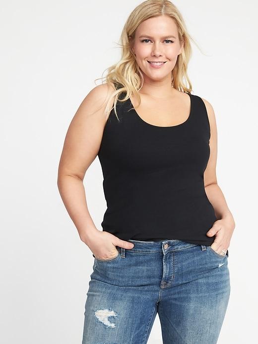 Old Navy Womens First-layer Fitted Plus-size Rib-knit Tank Black Size 1x