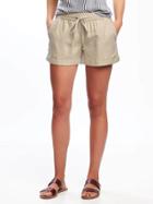 Old Navy Mid Rise Cuffed Linen Blend Shorts For Women 4 - A Stones Throw
