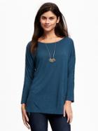 Old Navy Relaxed Slub Knit Crochet Trim Top For Women - Show And Teal