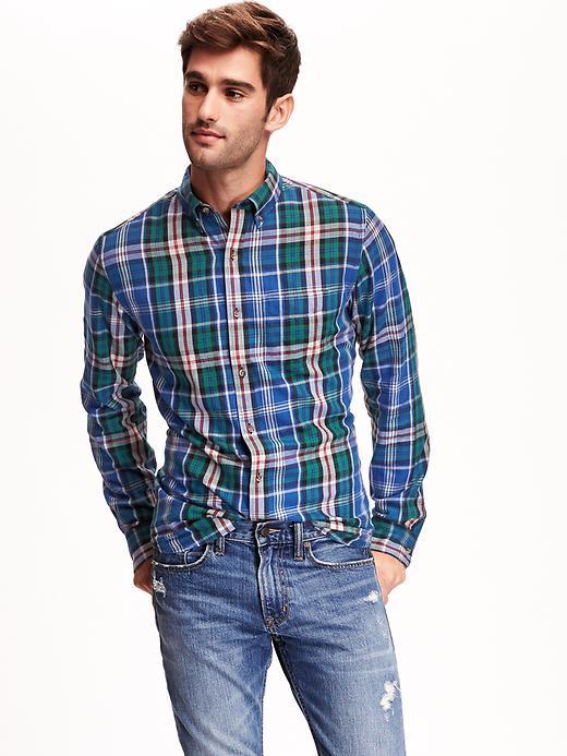 Old Navy Mens Slim Fit Tartan Shirts Size Xxl Big - Heather Grey