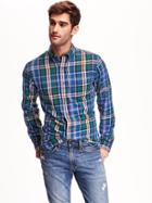 Old Navy Mens Slim Fit Tartan Shirts Size Xxl Big - Heather Grey