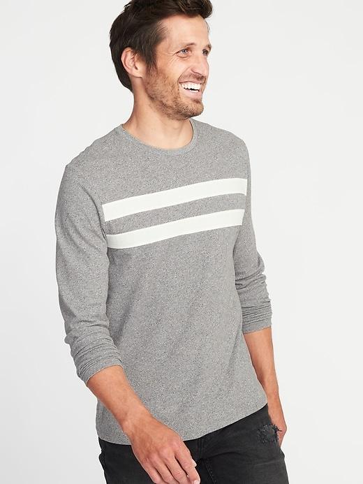 Old Navy Mens Pieced Chest-stripe Crew-neck Tee For Men Light Heather Gray Size Xxxl