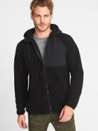 Old Navy Mens Go-warm Sherpa Nylon-trim Hooded Jacket For Men Black Size Xxl