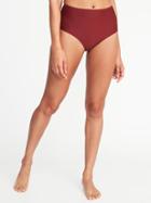 Old Navy Womens Mid-rise Textured-stripe Swim Bottoms For Women Golly Gee Garnet Size L