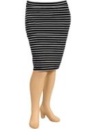 Womens Plus Knit Pencil Skirts Size 1x Plus - Black Stripe