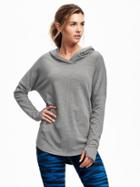 Old Navy Performance Hooded Fleece Top For Women - Charcoal Heather
