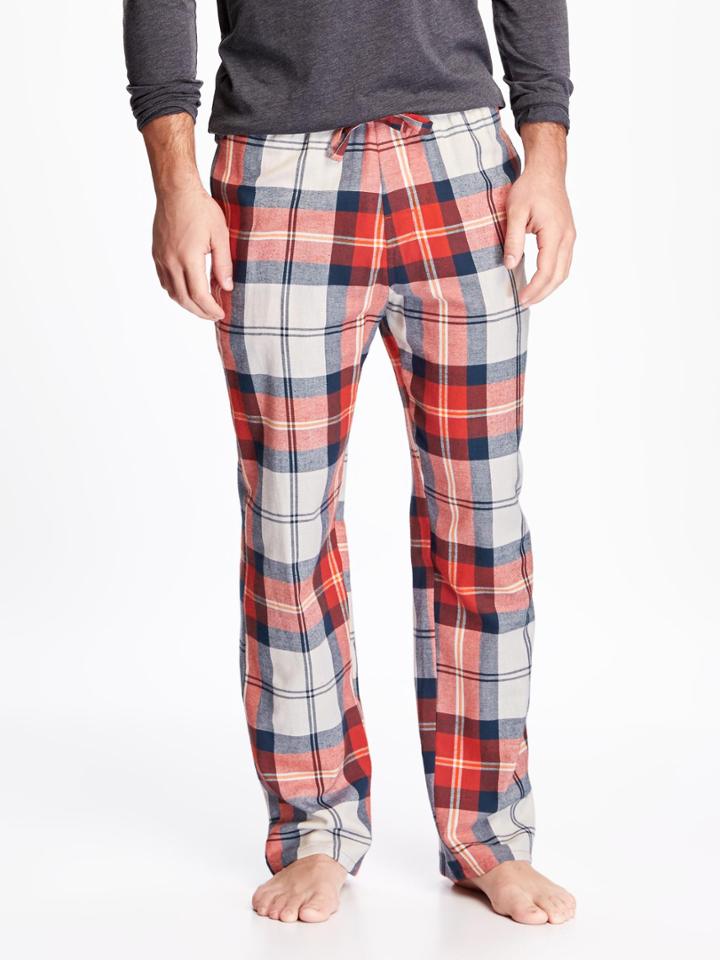Old Navy Plaid Flannel Sleep Pants For Men - Red Tartan