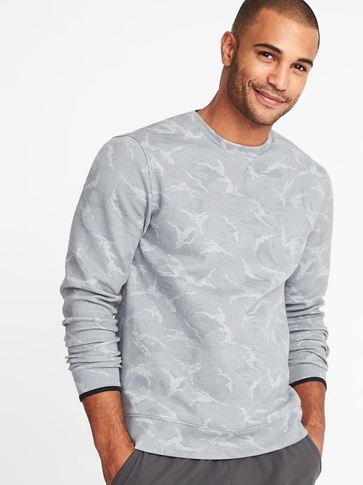 Old Navy Mens Go-dry Double-knit Camo Sweatshirt For Men Gray Heather Size L