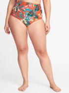 Old Navy Womens High-rise Smooth & Slim Plus-size Swim Bottoms Red Floral Size 1x