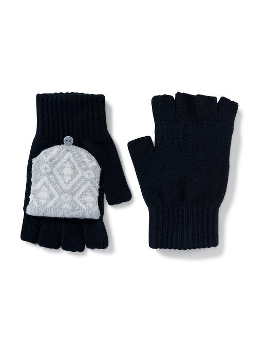 Old Navy Convertible Sweater Knit Gloves For Women - Blue Jacquard