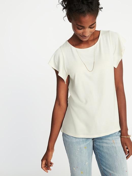 Old Navy Womens Relaxed Flutter-sleeve Top For Women Creme De La Creme Size Xs