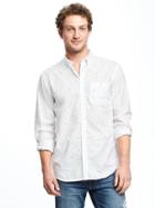 Old Navy Regular Fit Classic Printed Shirt For Men - Calla Lily 2