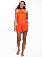 Old Navy High Neck Lace Yoke Romper For Women - Hot Tamale