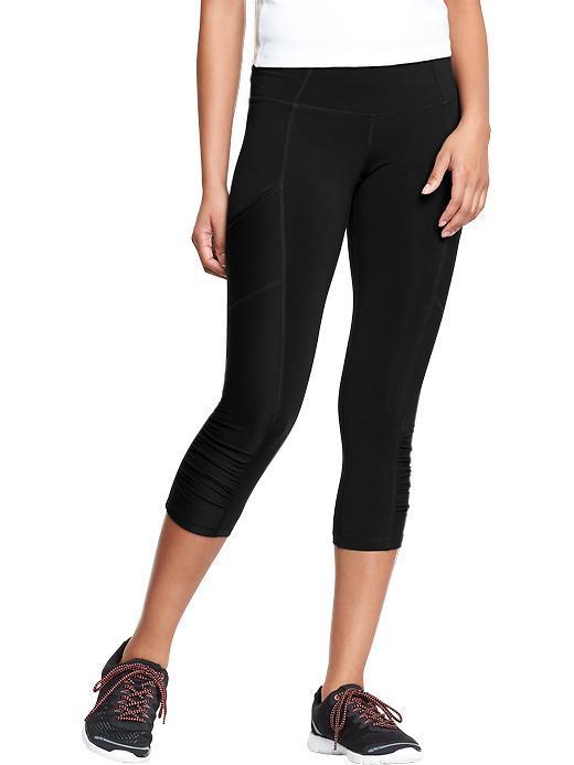 Womens Active Mesh Panel Compression Capris Size L Tall - Black