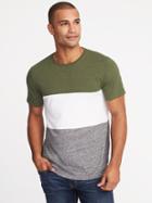 Old Navy Mens Soft-washed Color-block Tee For Men Matcha Green Size L