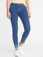 Old Navy Womens Mid-rise Rockstar Super Skinny Raw-edge Jeans For Women Medium Wash Size 6
