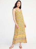Old Navy Womens Sleeveless V-neck Maxi Dress For Women Yellow Floral Size S