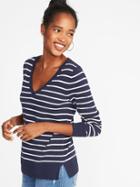 Old Navy Womens Classic Marled V-neck Sweater For Women Blue/white Stripe Size Xs