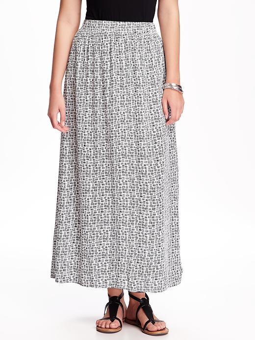 Old Navy Gauze Maxi Skirt For Women - Black Print