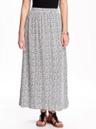 Old Navy Gauze Maxi Skirt For Women - Black Print